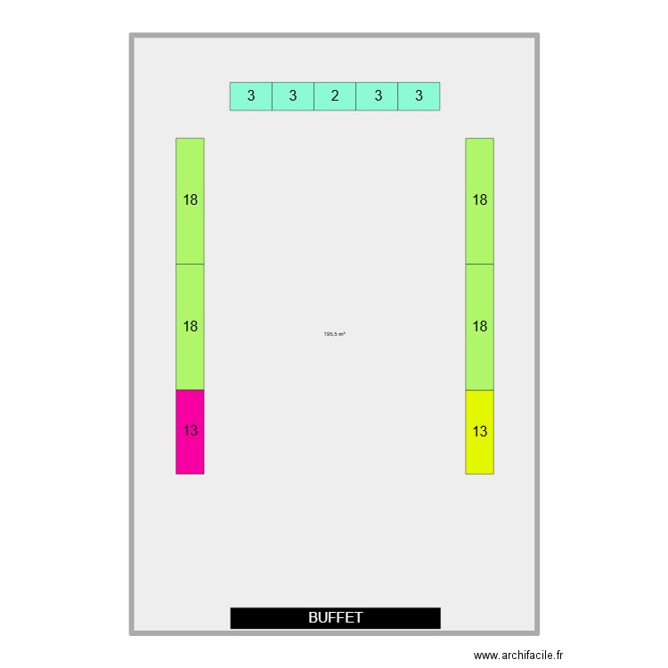 plan salle mariage. Plan de 1 pièce et 196 m2