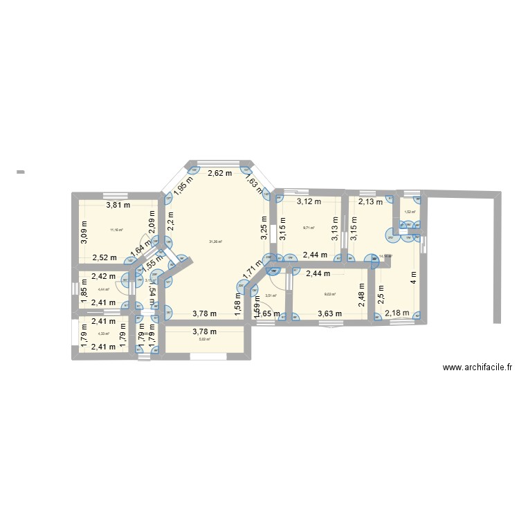 maison. Plan de 12 pièces et 99 m2