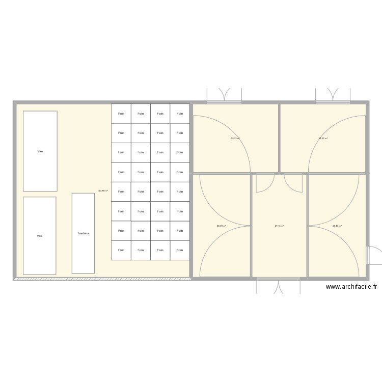 Batiment Vougy Chevaux2. Plan de 6 pièces et 285 m2