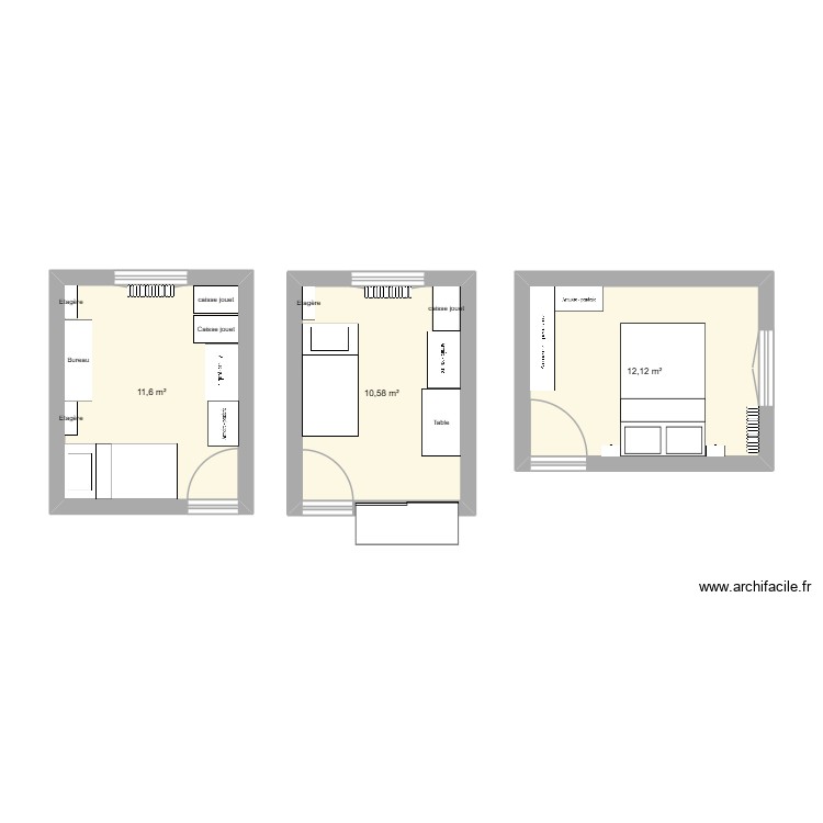 Agencement chambre v2. Plan de 0 pièce et 0 m2