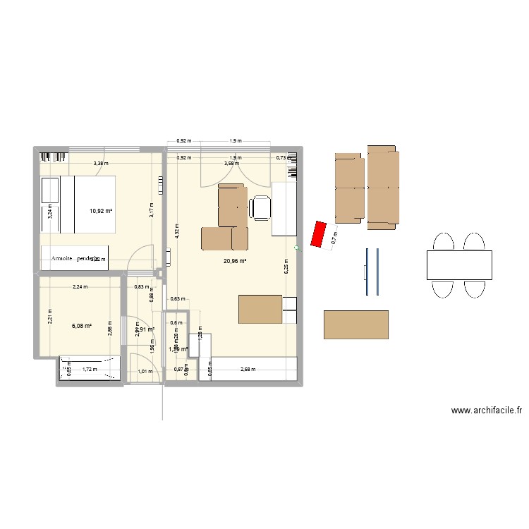 AppartV. Plan de 6 pièces et 42 m2