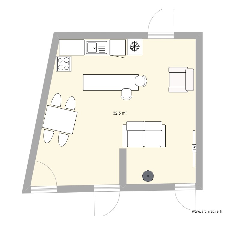 CUISINE. Plan de 1 pièce et 33 m2