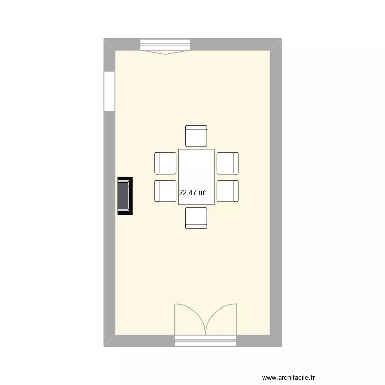 S&agrave;M. Plan de 1 Pièce et 22 m²
