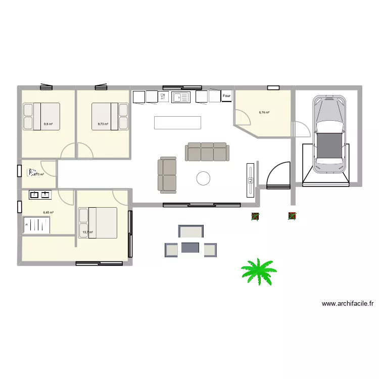 Version 2 petite maison. Plan de 6 Pièces et 49 m² Version 2 petite maison. Plan de 6 Pièces et 49 m²