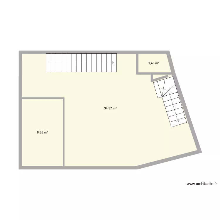 rdc. Plan de 3  et 43 m²