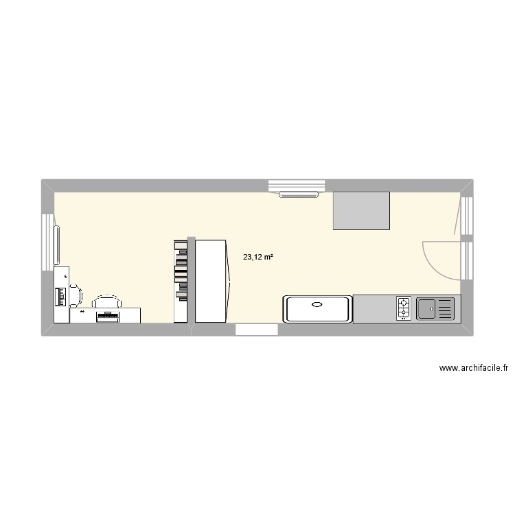 Agrandissement. Plan de 1 pièce et 23 m2