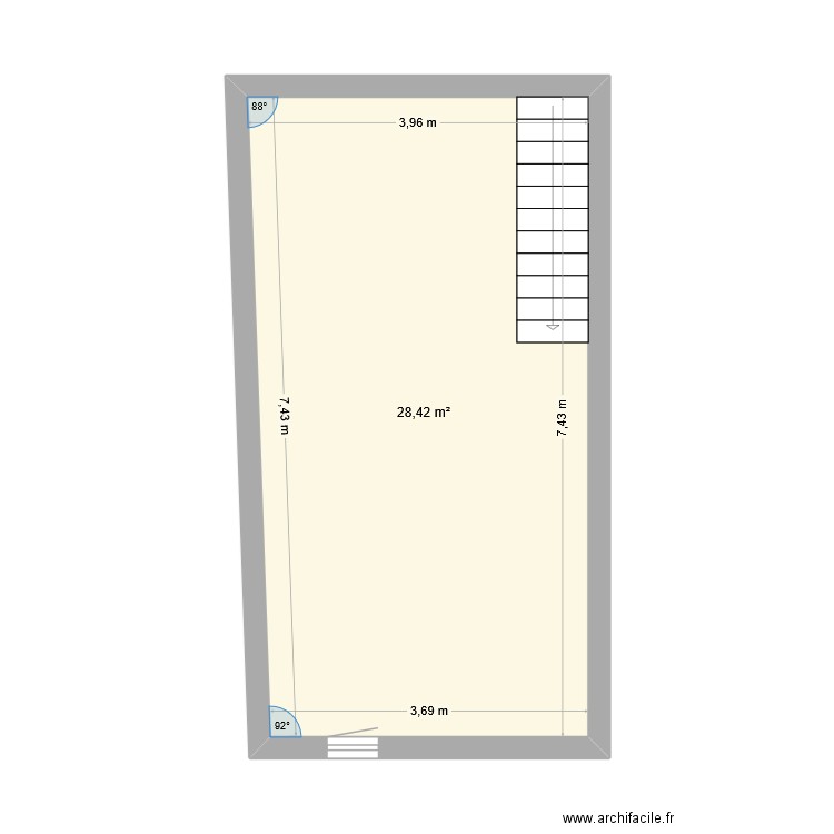 sauveboeuf. Plan de 1 pièce et 28 m2
