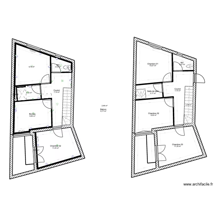 R+1 Grande location c&ocirc;t&eacute;s. Plan de 18  et 109 m²