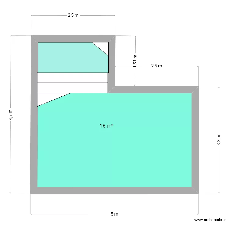 PISCINE. Plan de 1 pièce et 16 m²