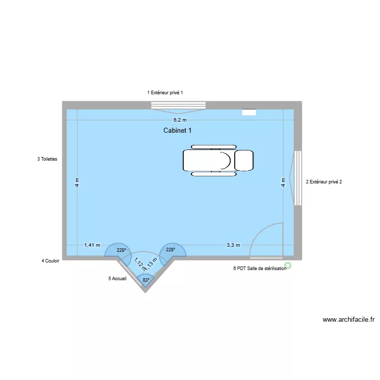 20090 Cabinet 1. Plan de 1  et 25 m²