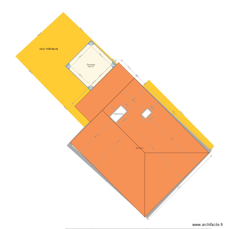 plan avec terrasse sur parcelle 203. Plan de 0 pièce et 0 m2