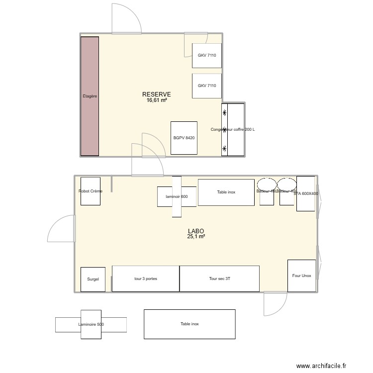 Alain Ricot. Plan de 2 pièces et 42 m2