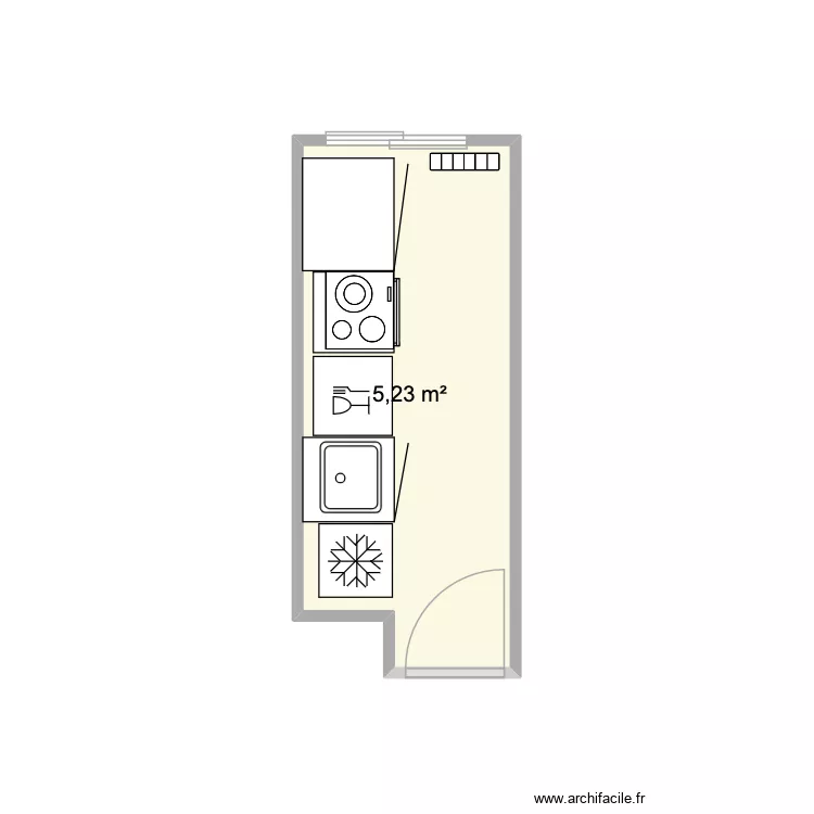 Cuisine 5m2. Plan de 1 Pièce et 5 m² Cuisine 5m2. Plan de 1 Pièce et 5 m²