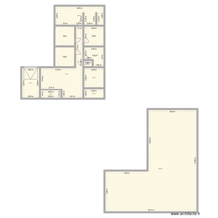 maison 1. Plan de 10 pièces et 207 m2