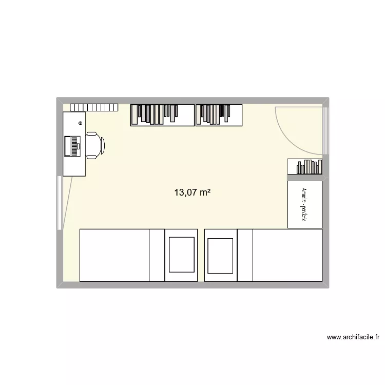 Chambre enfants 2. Plan de 1  et 13 m²
