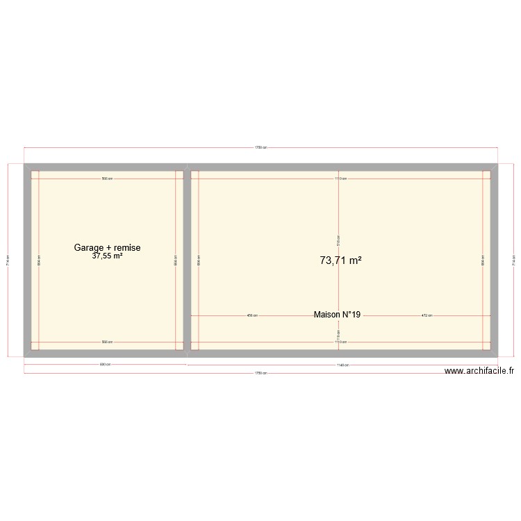 N°19. Plan de 2 pièces et 111 m2