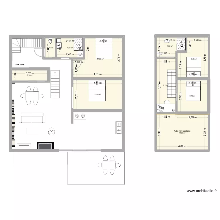 perso2. Plan de 10 pièces et 85 m²