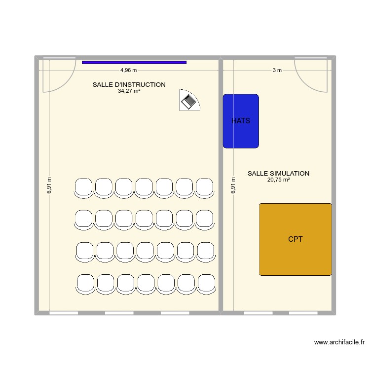 Salle r&eacute;union / simu infras d&eacute;finitives. Plan de 0 pièce et 0 m2