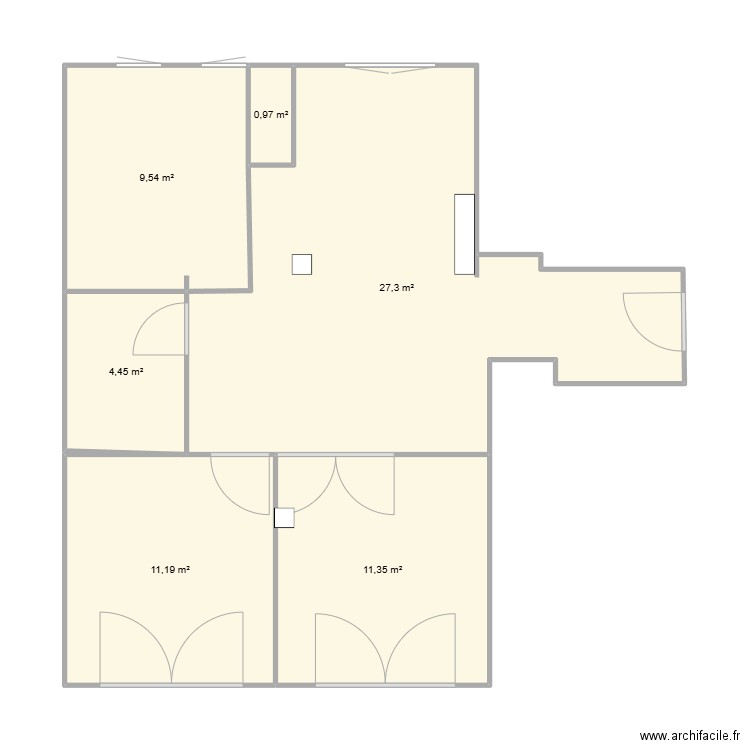 rdc 3p. Plan de 6 pièces et 65 m2
