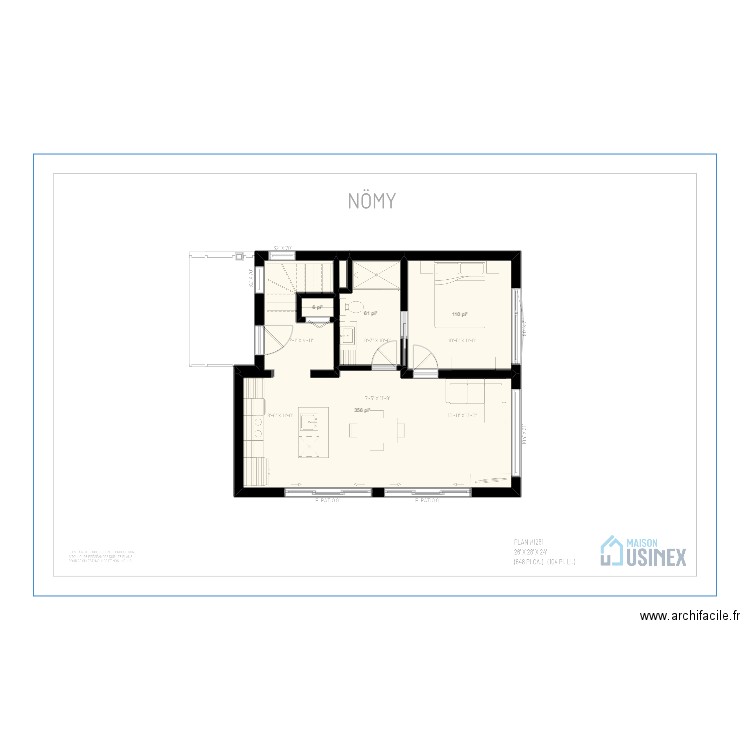NÖMY 26' X 28' X 24' - PLAN VIERGE. Plan de 4 pièces et 50 m2