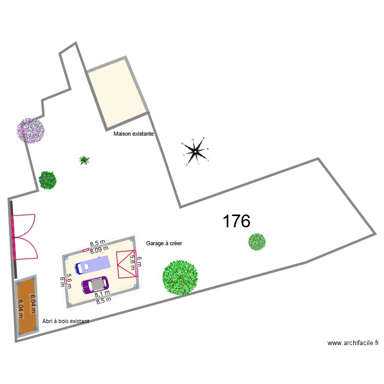 Plan de masse 2 ArchiFacile PRO. Plan de 3 pièces et 88 m2