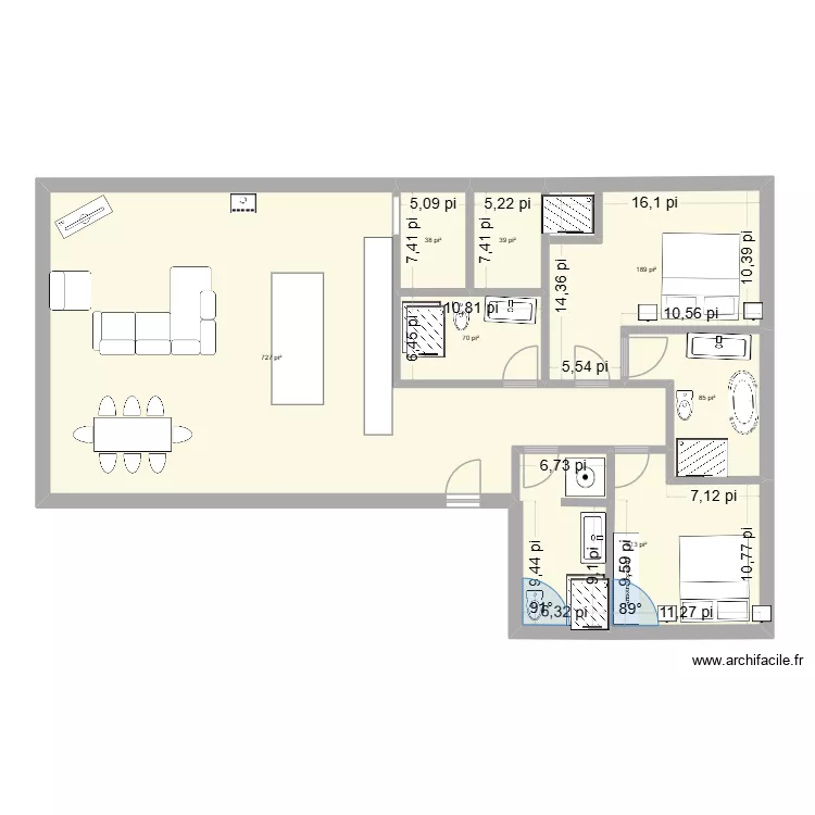 Chalet Gaspe 3. Plan de 8  et 124 m²