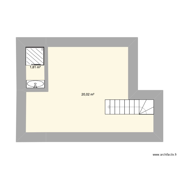 Plan GQ1. Plan de 3 pièces et 25 m2