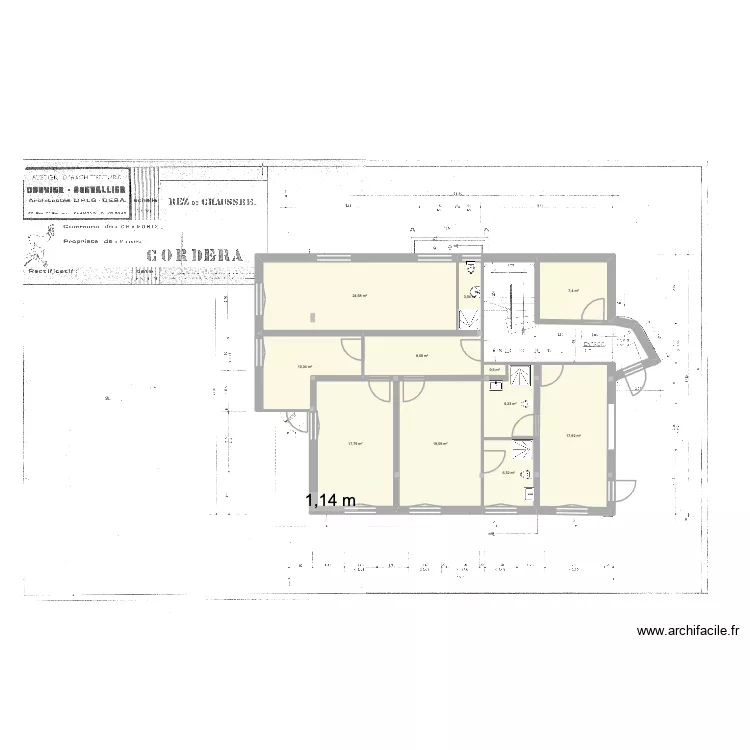Gaillands RDC 1.3 ext ouest nouvelles fenetres. Plan de 11 pièces et 122 m²