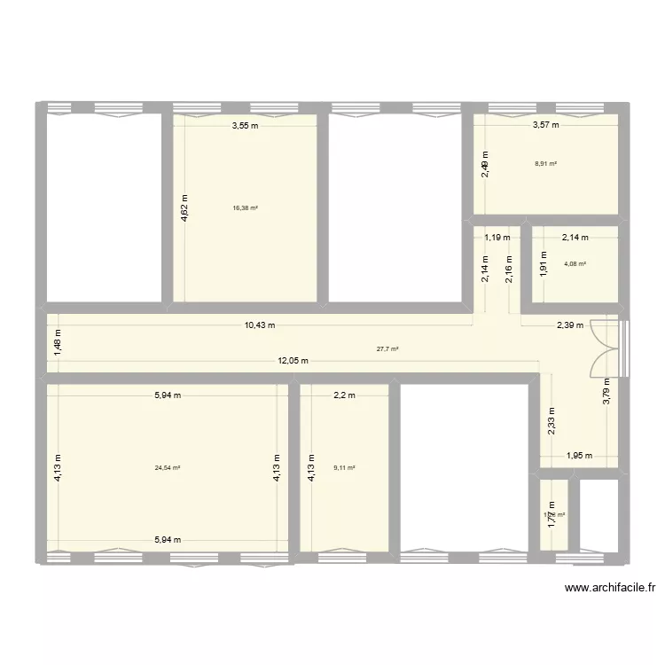 Bureau La Poste. Plan de 7  et 92 m²
