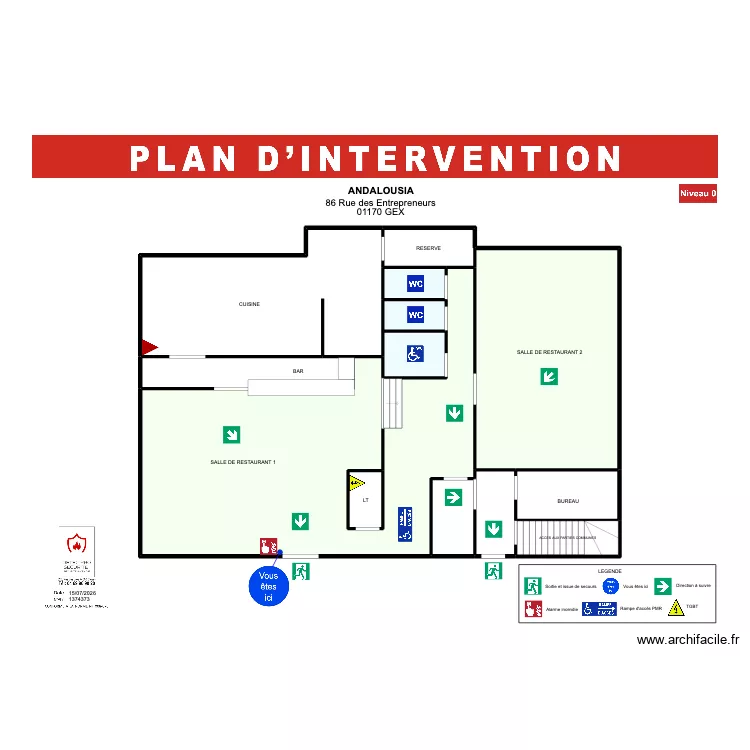 Plan d'intervention L'Andalousia 1.0. Plan de 13 et 238 m² Plan d'intervention L'Andalousia 1.0. Plan de 13 et 238 m²