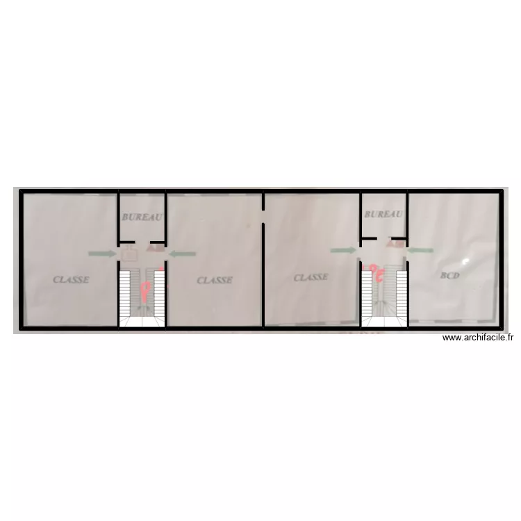 Ecole &eacute;l&eacute;mentaire de Pontaumur 1er etage. Plan de 1 Pièce et 371 m²