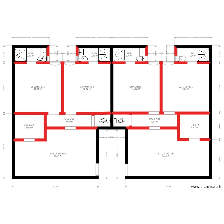 immeuble senegal1. Plan de 16 pièces et 115 m2