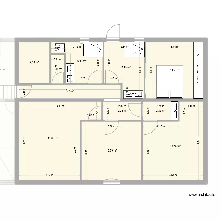 bertin seignosse. Plan de 22  et 200 m²