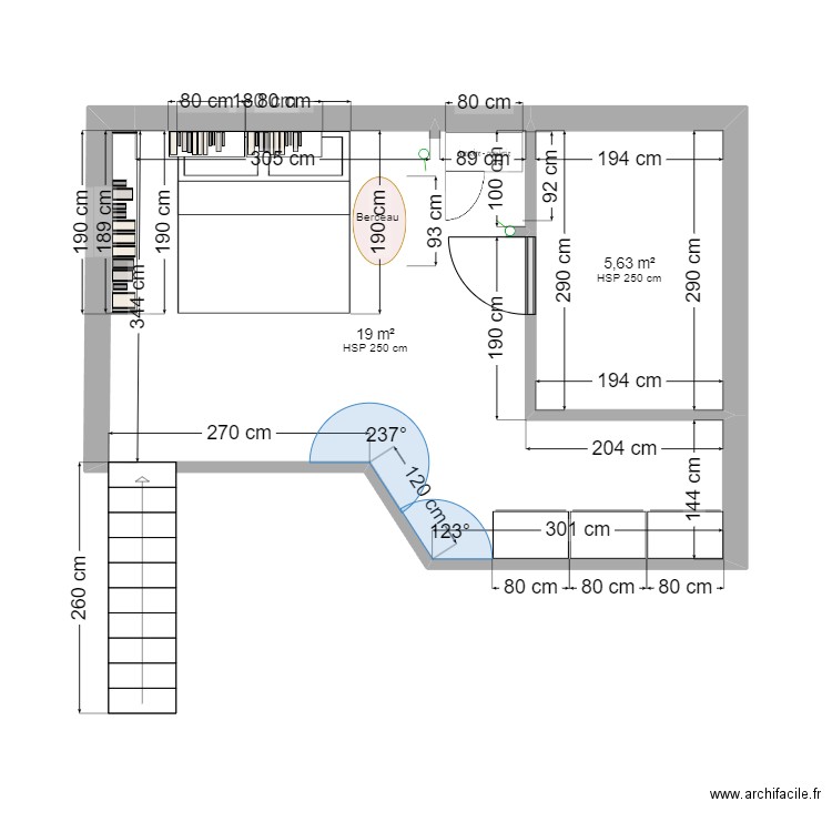 DRiehlEscallier. Plan de 2 pièces et 25 m2