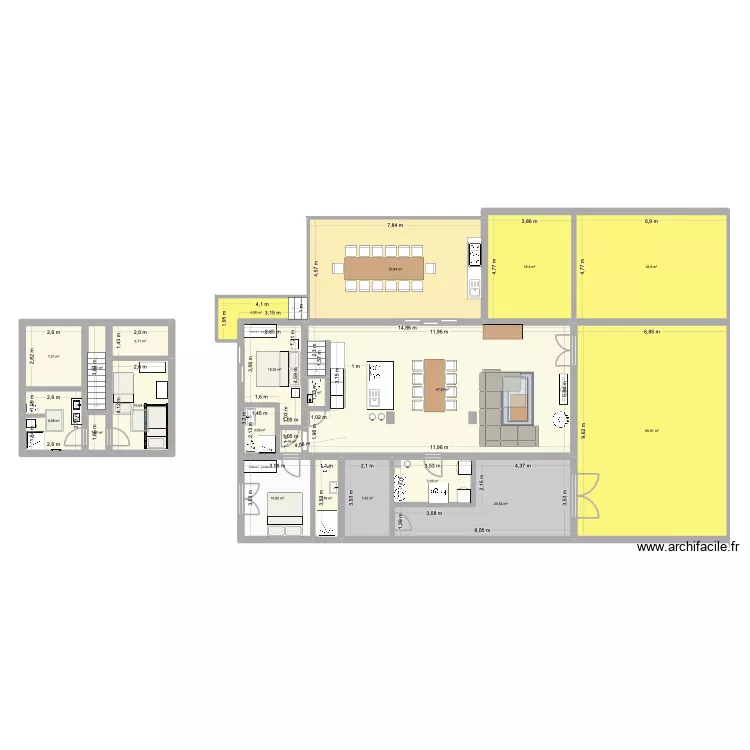 Matibou RDC & RDC+1 Aménagement. Plan de 21 Pièces et 325 m² Matibou RDC & RDC+1 Aménagement. Plan de 21 Pièces et 325 m²