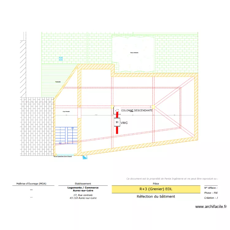 JOUVE AUREC COMBLE. Plan de 