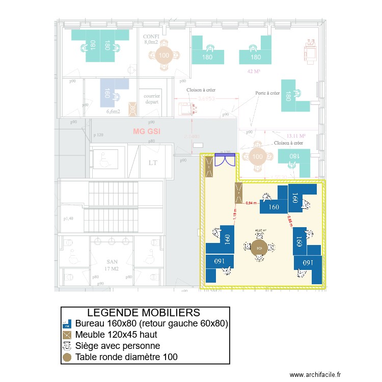 ESPACE MG - LIR LIEUSAINT RDC. Plan de 1 pièce et 40 m2