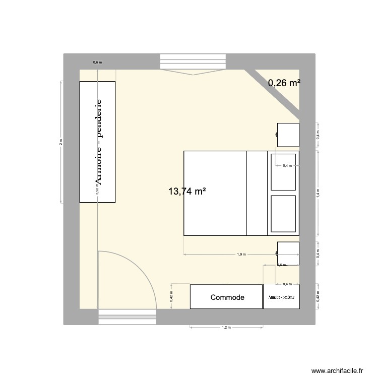 Chambre parents. Plan de 0 pièce et 0 m2