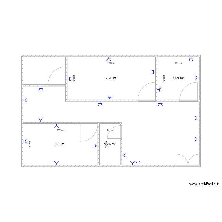PLAN2. Plan de 4 pièces et 20 m2