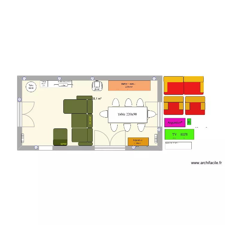 SALON Apres. Plan de 1  et 28 m²