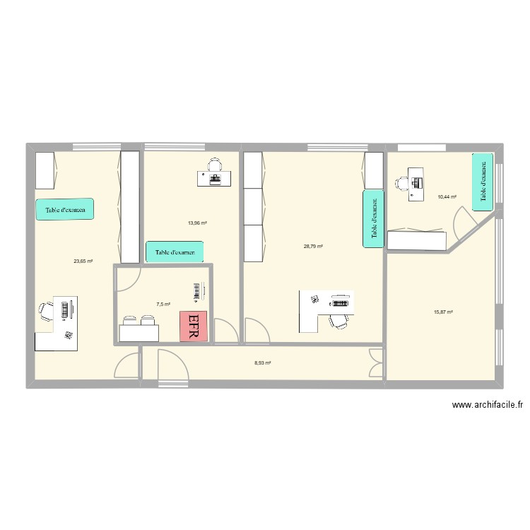 La Charité aile pediatrie 4. Plan de 7 pièces et 109 m2