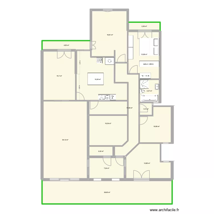Solonos 100 plan Flo 1. Plan de 16  et 202 m²