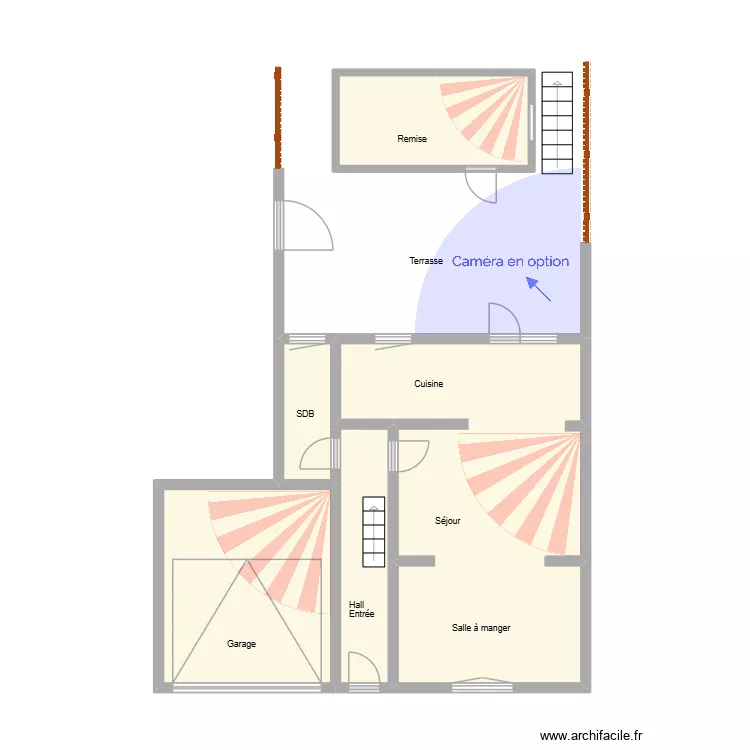 Jourdain. Plan de 7 pièces et 55 m²