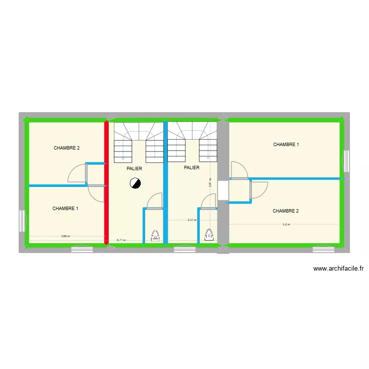 ETAGE PEILLON  2. Plan de 17  et 72 m²