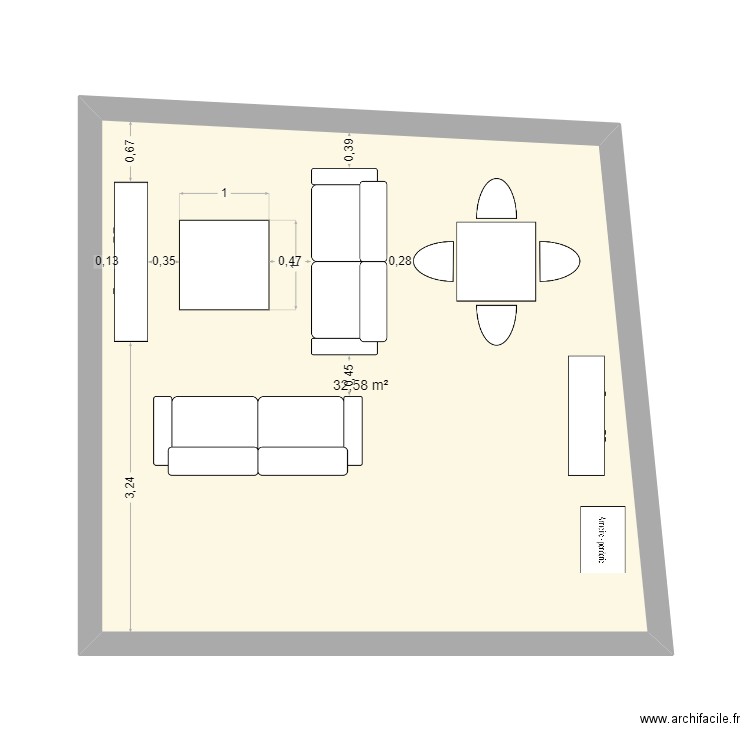 villard3. Plan de 1 pièce et 33 m2