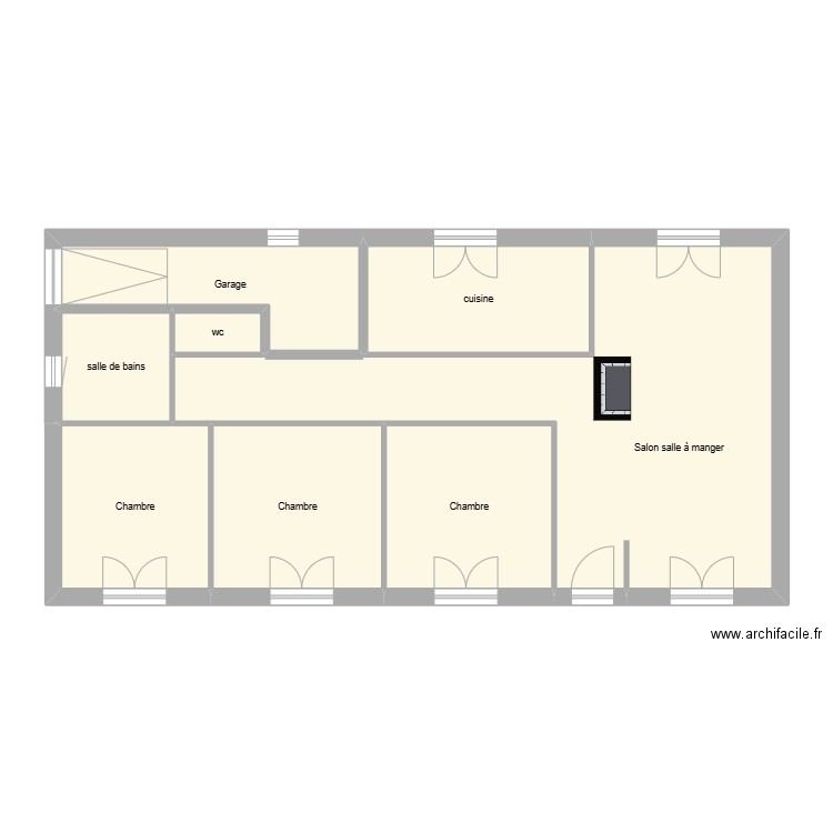GAUDEMER état initial. Plan de 8 pièces et 84 m2