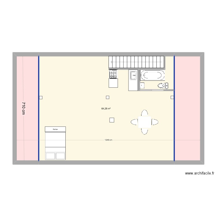 Cramans combles CRIS. Plan de 3 pièces et 88 m2