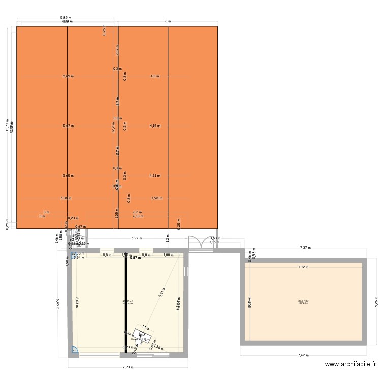 MAISON BOULIAC. Plan de 2 pièces et 75 m2