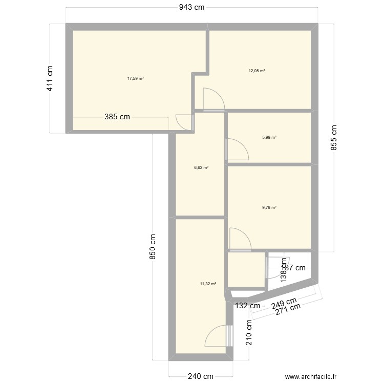 vernier. Plan de 0 pièce et 0 m2
