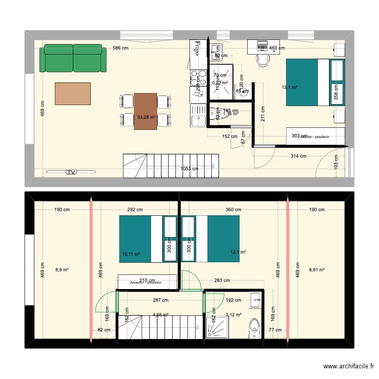 N4 Grange a Gaston. Plan de 10 pièces et 96 m2